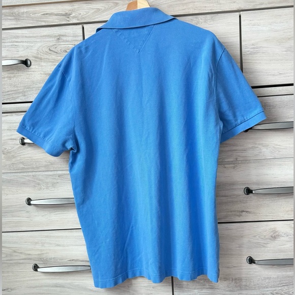 Tommy Hilfiger Custom Fit Solid Blue Casual Mens Short Sleeve Polo Shirt Size XL - Picture 2 of 5